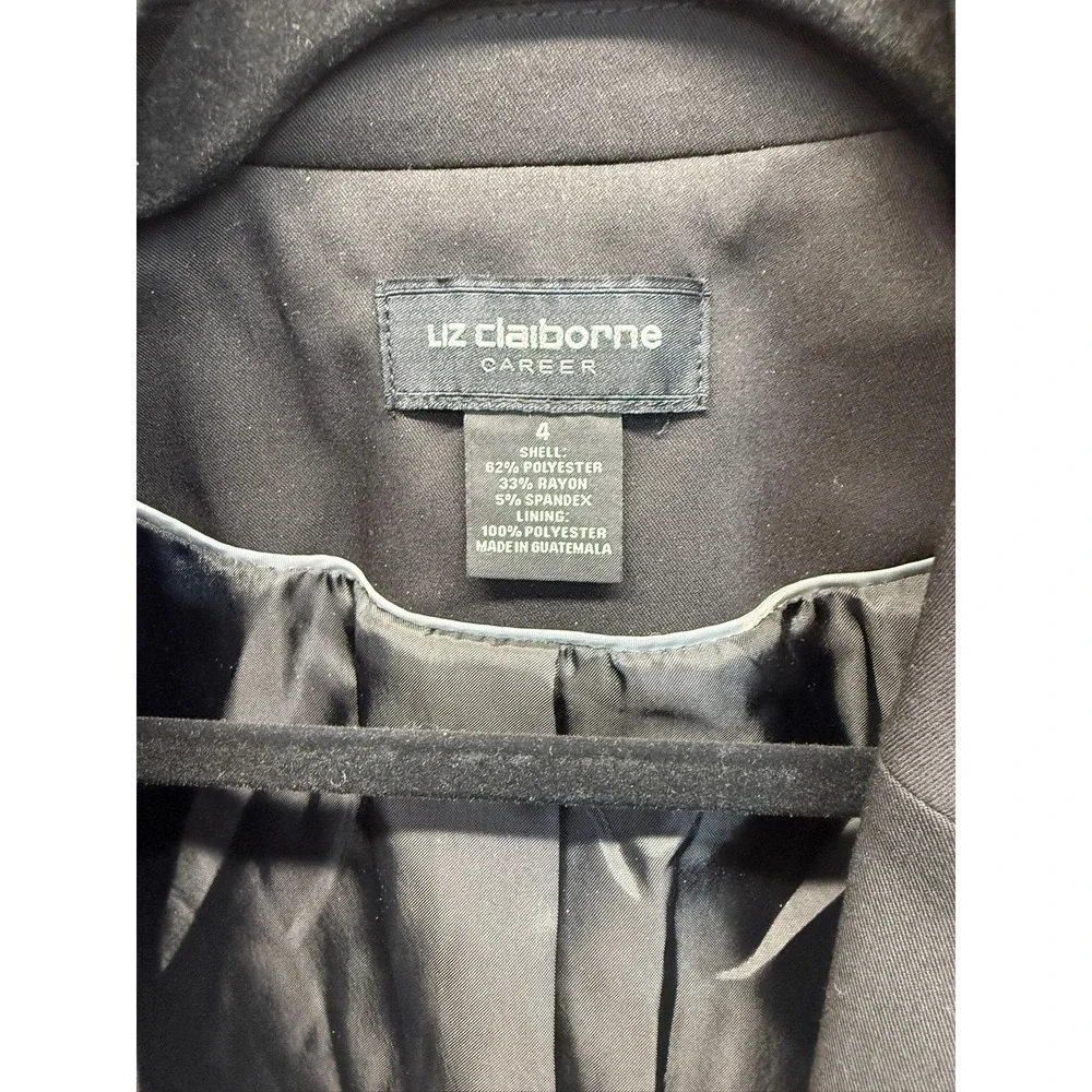 Liz Claiborne Career Black Single Button Blazer Womens Size 4 Professional